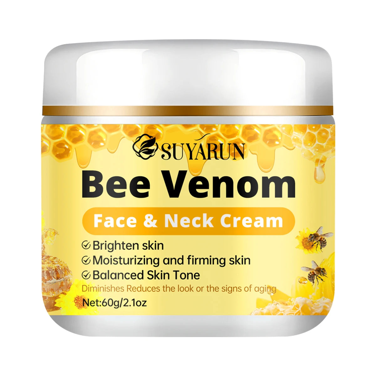 SUYARUN Premium Bee Venom Anti-Aging Face & Neck Cream - Firming Wrinkle Reduction, Deep Hydration Organic Formula.