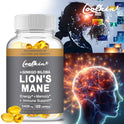 Lion's Mane Mushroom Capsules - Nootropic Brain Booster for Focus Immune & Stress Relief Improve Memory