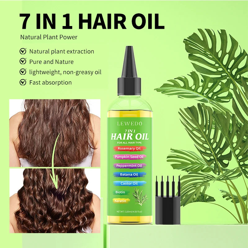 7 in 1 Hair Serum Oil Strengthen Root Smoothing Deep Nourishing Repair Frizzy Hair Product Hair Care Essence For Men Women 120ml