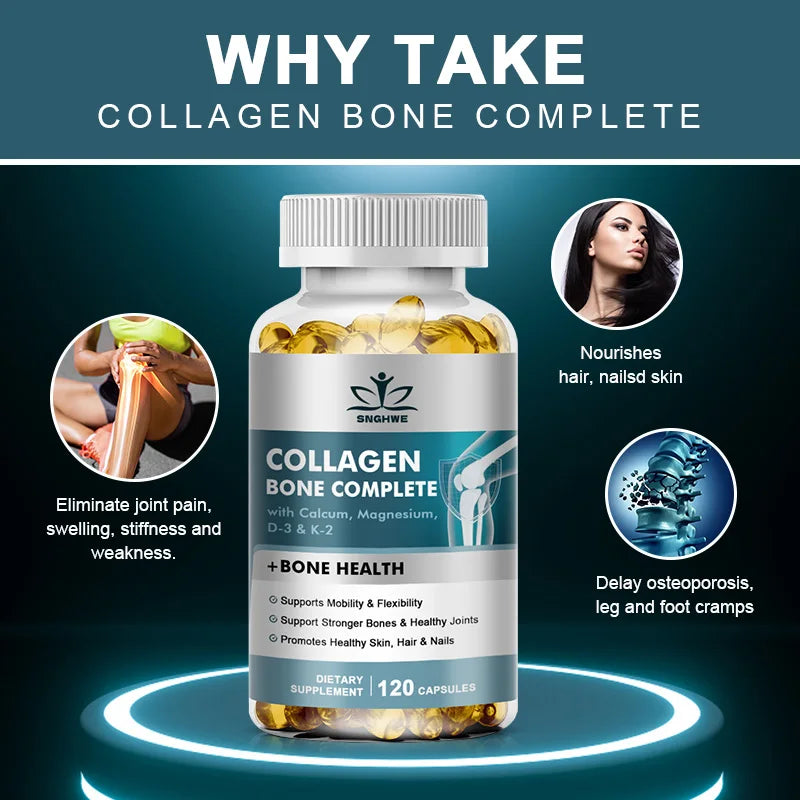 SNGHWE Bone Collagen Capsules Helps Support Joint Cartilage, Collagen Production & Calcium Absorption and Immune Support