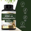 KSM-66 Ashwagandha Extract Capsules 1200mg, Helps with Stress Relief, Mood, Sleep Support, Balanced Energy Levels