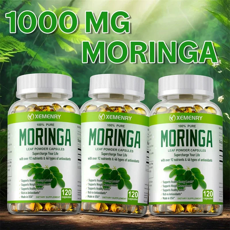 Organic Moringa Capsules - Strengthen The Immune System, Promote Metabolism, Enhance Energy, Help Detoxification, Anti-oxidation