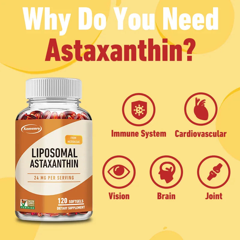 Liposomal Astaxanthin - Supports Eye, Cardiovascular, Joint and Skin Health As Well As Immunity and Accelerates Metabolism