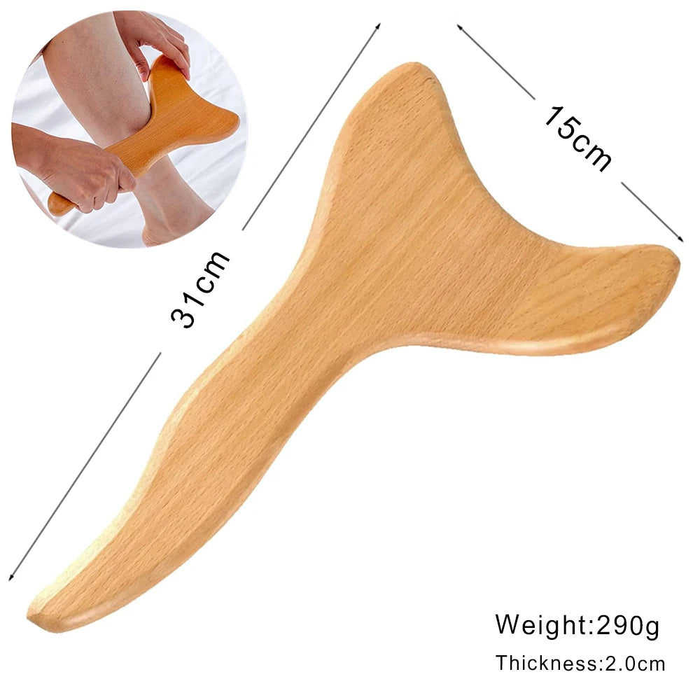 Wood Therapy Massage Tools Gua Sha Board Wooden Scraper Massage Rolls Lymphatic Drainage Tool for Release Cellulite Sore Muscle