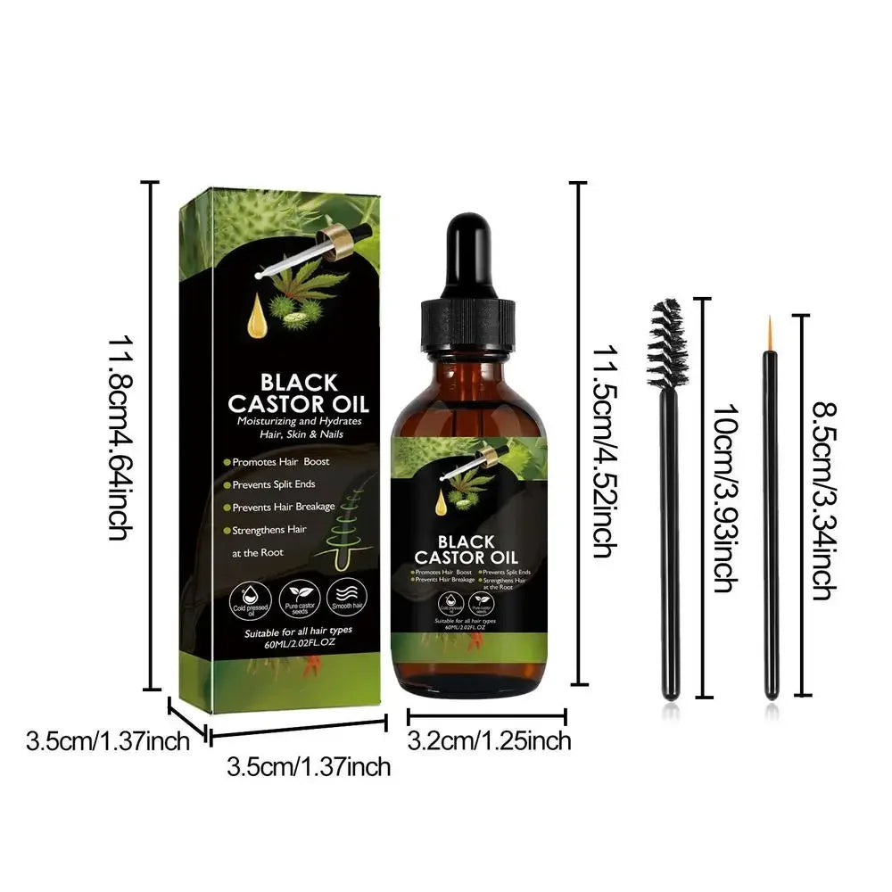 Black Castor Oil for Hair 60ml Moisturizing Hair Oil Care Liquid Jamaican Black Castor Hair Oil Gentle Natural