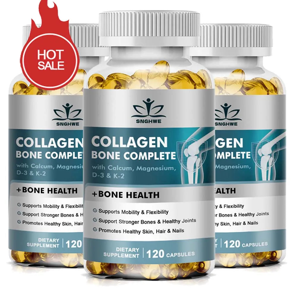 SNGHWE Bone Collagen Capsules Helps Support Joint Cartilage, Collagen Production & Calcium Absorption and Immune Support