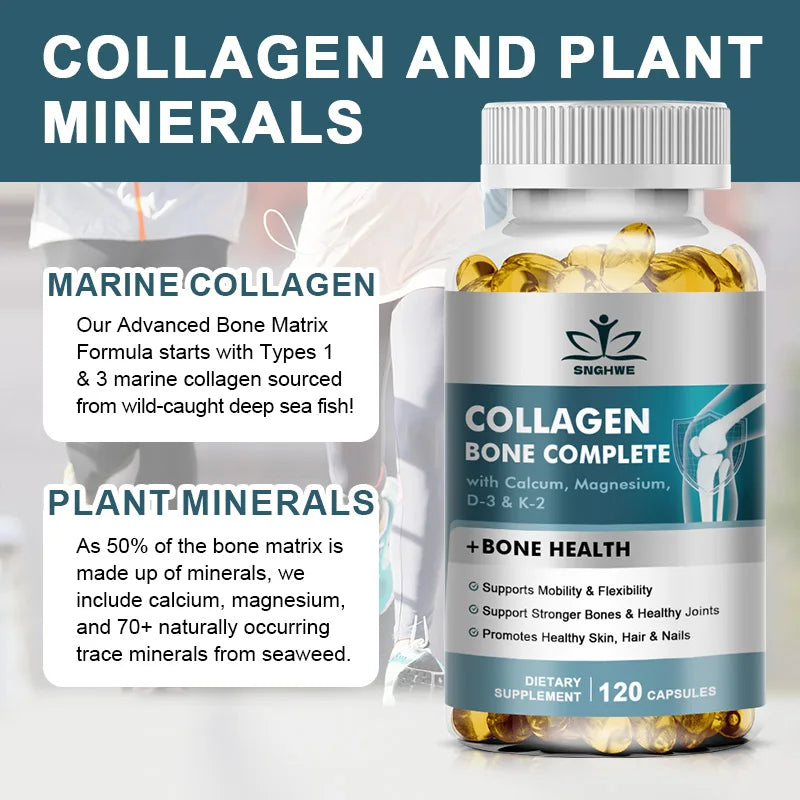 SNGHWE Bone Collagen Capsules Helps Support Joint Cartilage, Collagen Production & Calcium Absorption and Immune Support
