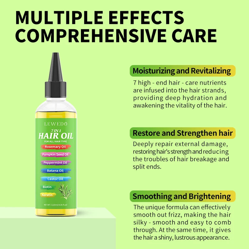 7 in 1 Hair Serum Oil Strengthen Root Smoothing Deep Nourishing Repair Frizzy Hair Product Hair Care Essence For Men Women 120ml