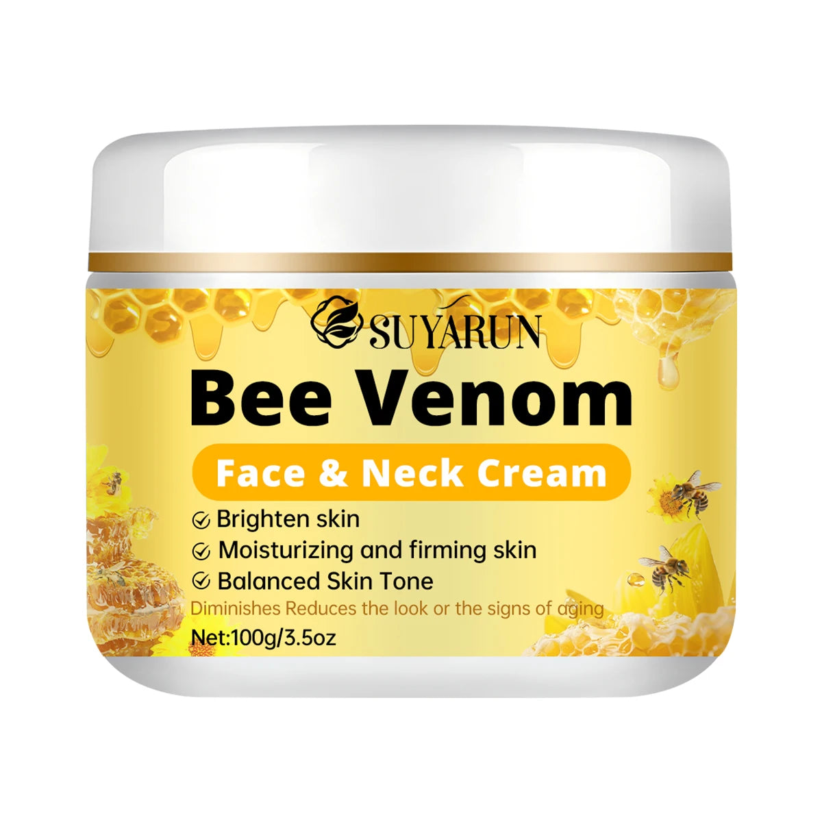 SUYARUN Premium Bee Venom Anti-Aging Face & Neck Cream - Firming Wrinkle Reduction, Deep Hydration Organic Formula.