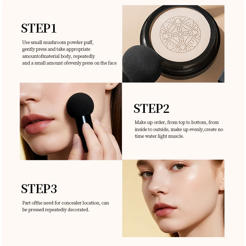 Life Girls Mushroom Moisture Air Cushion Smooth Creamy Texture Foundation Covers Blemishes Creates Flawless Light Base Makeup