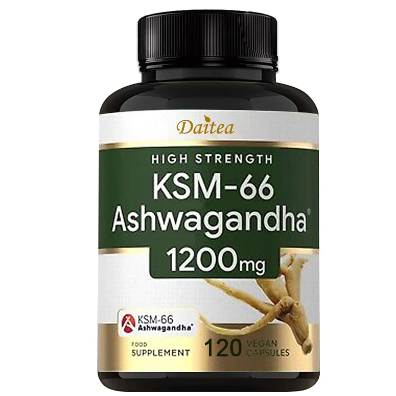KSM-66 Ashwagandha Extract Capsules 1200mg, Helps with Stress Relief, Mood, Sleep Support, Balanced Energy Levels