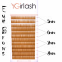 YGirlash High Quality Straight Curvate Extensions False Eyebrows 12Lines Light And Dark Brown Eyebrow Extension