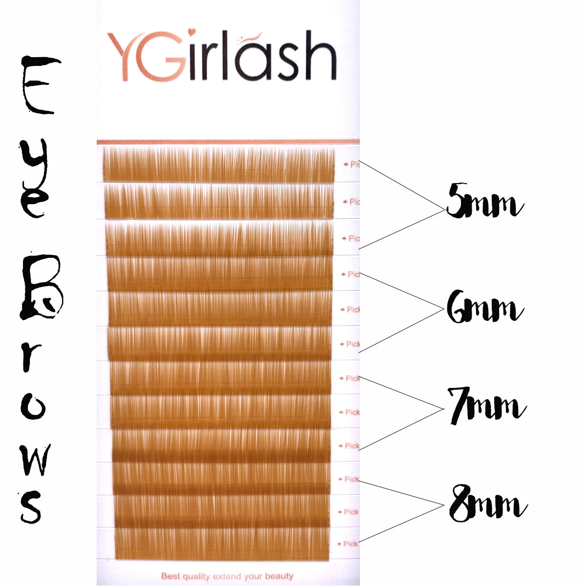 YGirlash High Quality Straight Curvate Extensions False Eyebrows 12Lines Light And Dark Brown Eyebrow Extension