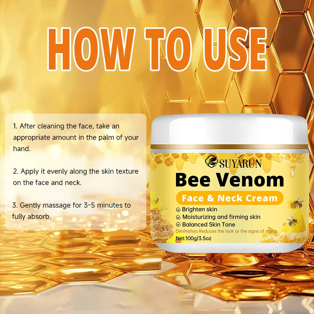 SUYARUN Premium Bee Venom Anti-Aging Face & Neck Cream - Firming Wrinkle Reduction, Deep Hydration Organic Formula.