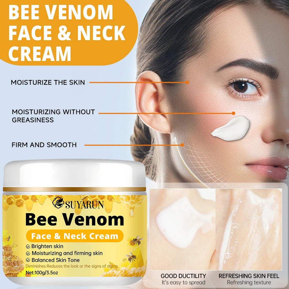 SUYARUN Premium Bee Venom Anti-Aging Face & Neck Cream - Firming Wrinkle Reduction, Deep Hydration Organic Formula.