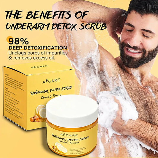 Underarm Detox Scrub Turmeric Vitamin C Dark Spot Armpit Remover Body Deodorant Even Skin Tone Exfoliating Body Scrub Lotion
