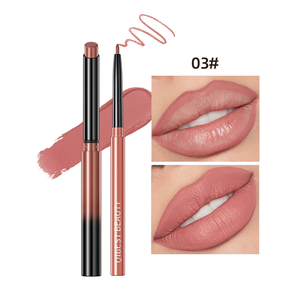 QIBEST Matte Nude Lipstick Pen Long Lasting Lipliner Lip Pencil Waterproof Lip Liner Contour Sexy Red Lip Makeup Set For Women