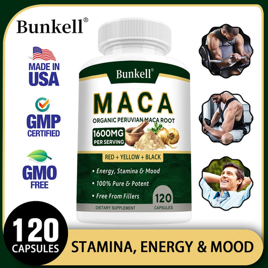 Bunkell Organic Peruvian Maca 1600 Mg - Energy, Stamina & Mood Supports Immune System