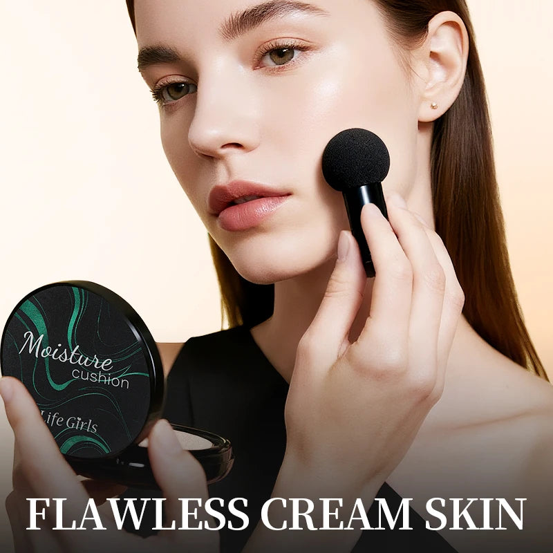 Life Girls Mushroom Moisture Air Cushion Smooth Creamy Texture Foundation Covers Blemishes Creates Flawless Light Base Makeup