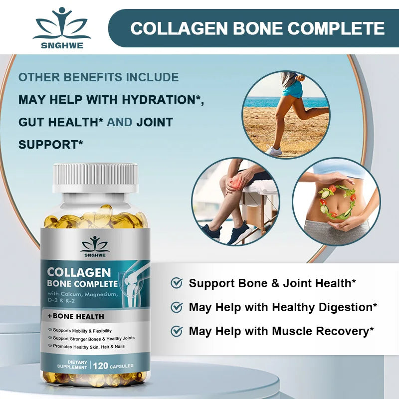 SNGHWE Bone Collagen Capsules Helps Support Joint Cartilage, Collagen Production & Calcium Absorption and Immune Support