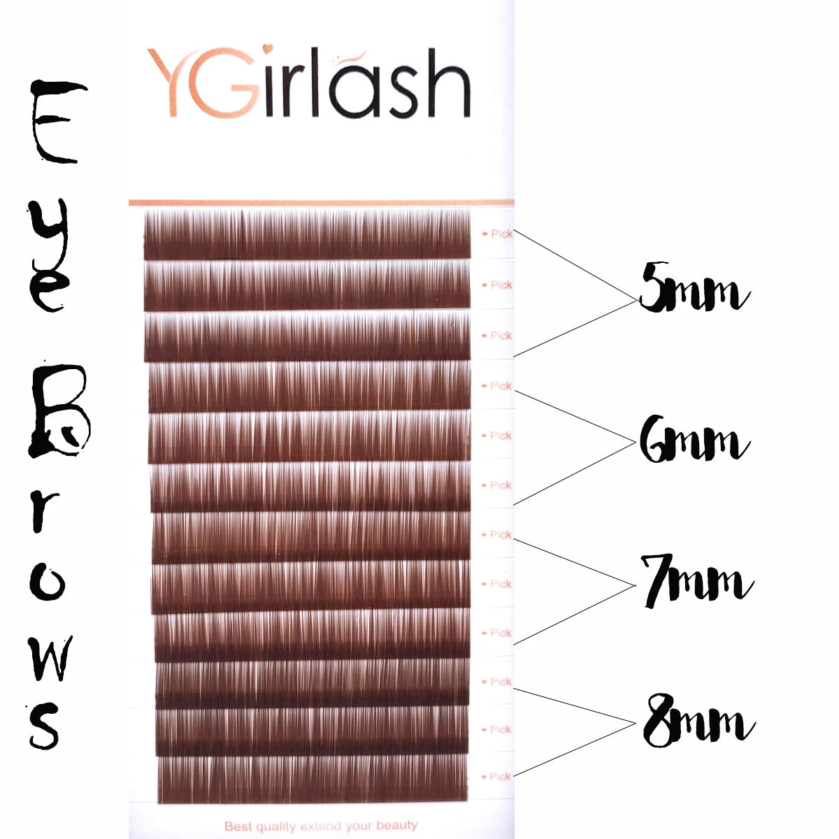 YGirlash High Quality Straight Curvate Extensions False Eyebrows 12Lines Light And Dark Brown Eyebrow Extension