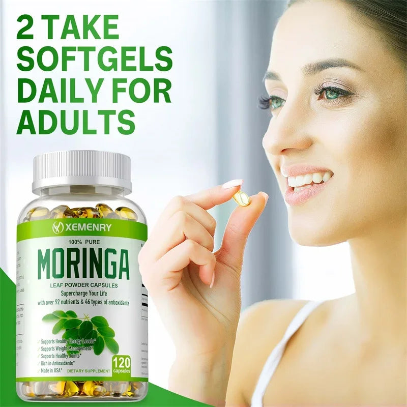 Organic Moringa Capsules - Strengthen The Immune System, Promote Metabolism, Enhance Energy, Help Detoxification, Anti-oxidation